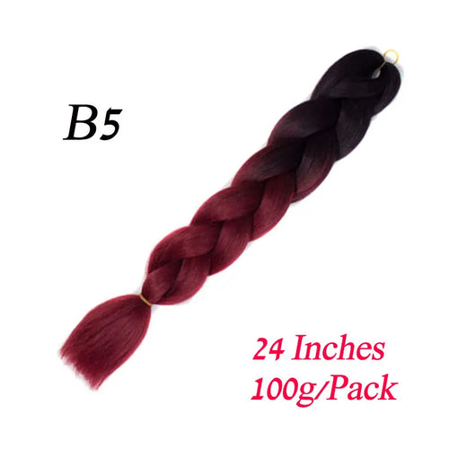 Synthetic 24Inch 100G Wholesale Single Ombre Color Glowing Hair