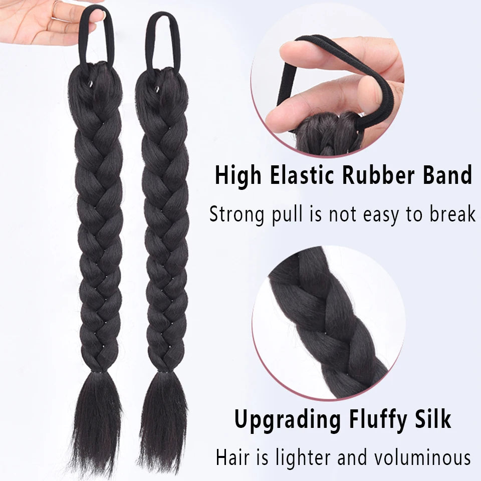 LUPU Synthetic Braided Ponytails Hair Extensions For Women With