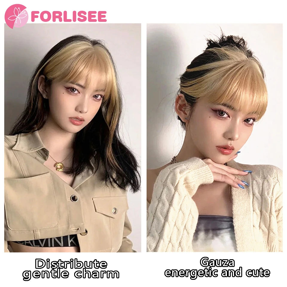 FORLISEE Synthetic 3D French Bangs Wig With Natural And Seamless