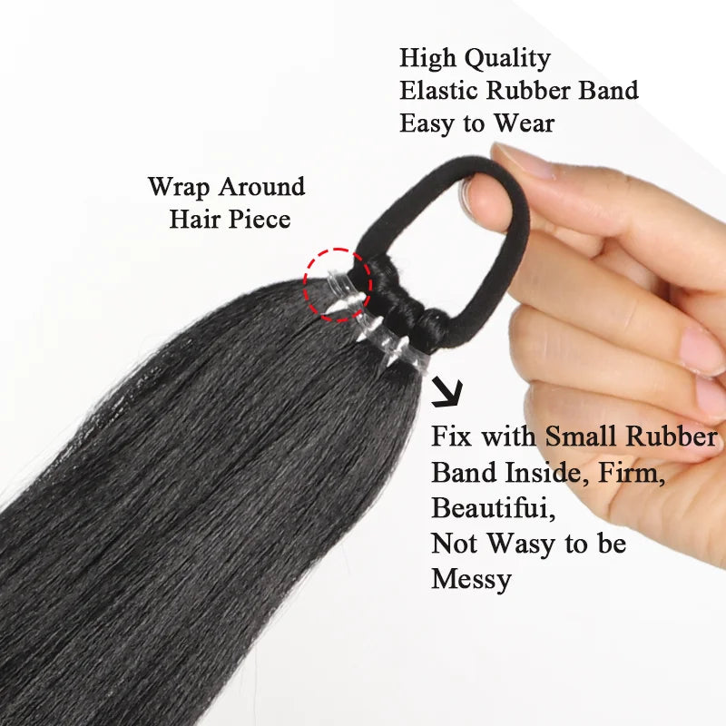 Ponytail Extensions Synthetic With Hair Tie Wrap Around Hair Braid