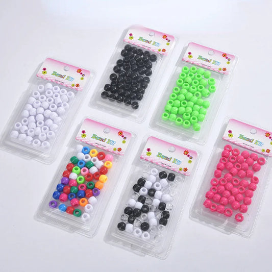 1 Box Colorful Hair Braid Beads Pink Blue Glossy Dreadlocks Hair Ring