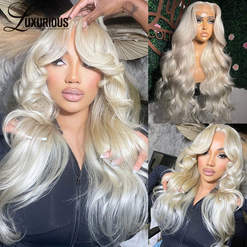 Platinum Blonde Colored Lace Front Wig Body Wave Brazilian Remy Human