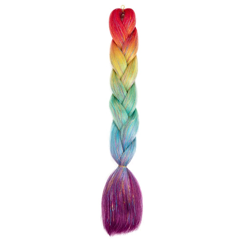 Synthetic Ombre 24inch Glitter Jumbo Braids Extensions Sparkle Rainbow