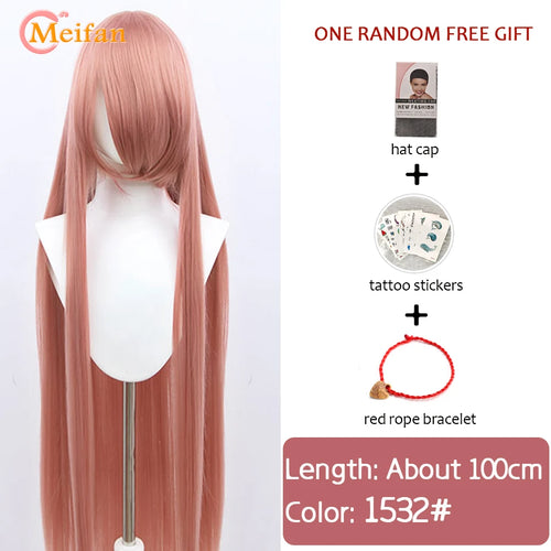 MEIFAN 100CM Synthetic Cosplay Anime Costume Wig Blonde Blue Red Pink