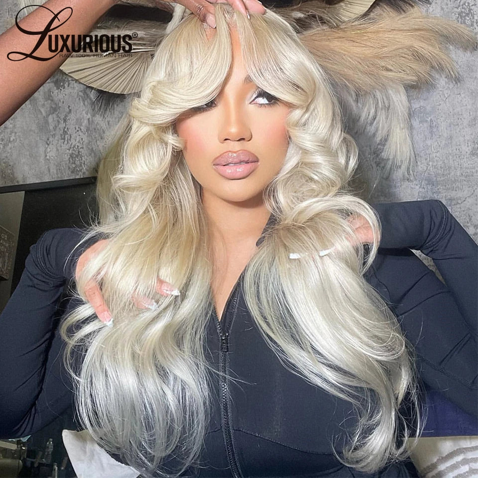 Platinum Blonde Colored Lace Front Wig Body Wave Brazilian Remy Human