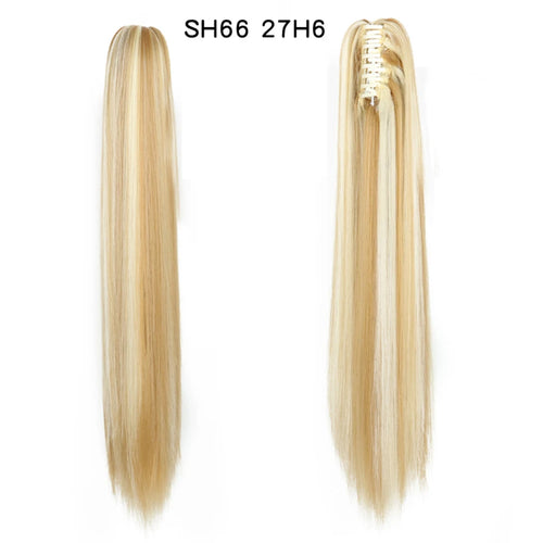 Long Wavy Straight Claw Clip On Ponytail Hair Extension Synthetic