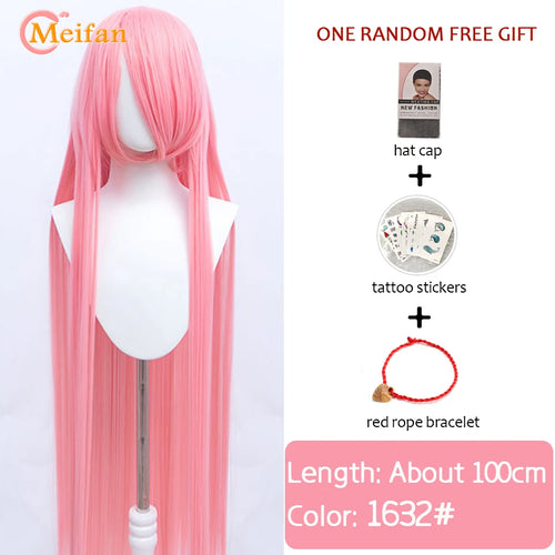 MEIFAN 100CM Synthetic Cosplay Anime Costume Wig Blonde Blue Red Pink