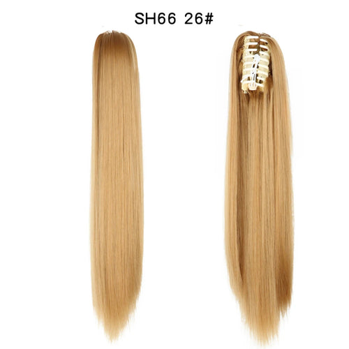 Long Wavy Straight Claw Clip On Ponytail Hair Extension Synthetic