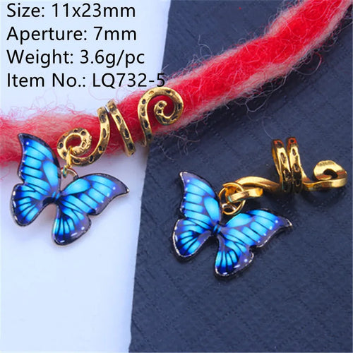 Mixed Butterfly Hair Braid Beads Dreadlock Beads Ring Braiding Hair