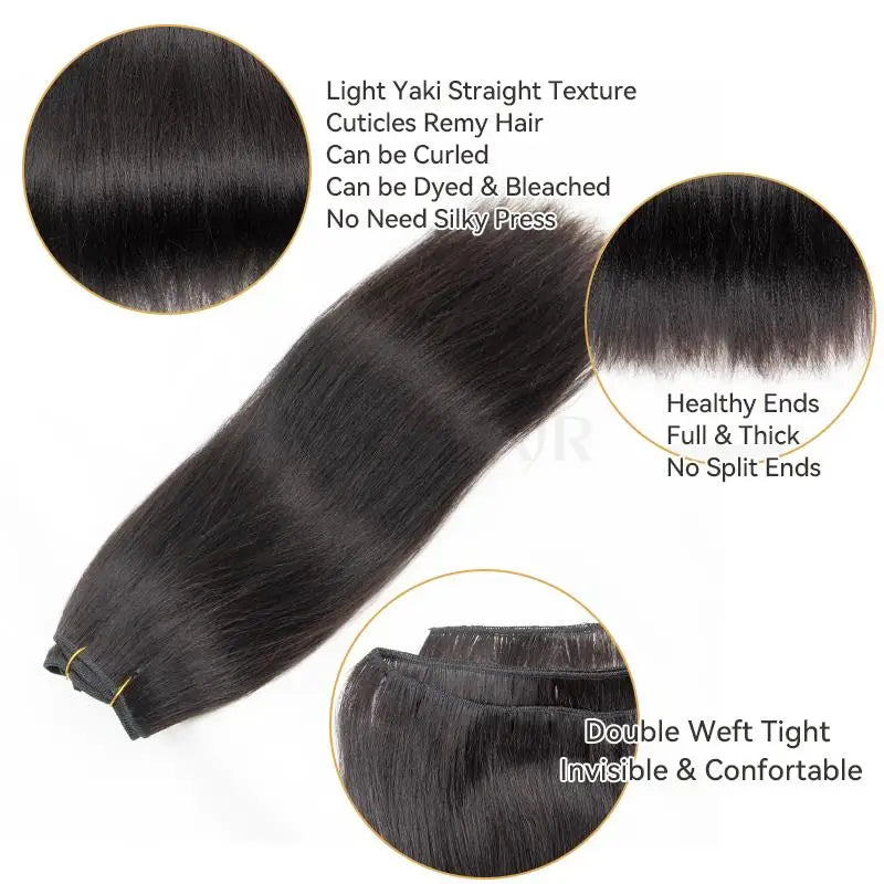 MRS HAIR Light Yaki Bundles Human Hair Yaki Straight Hair Bundles Remy