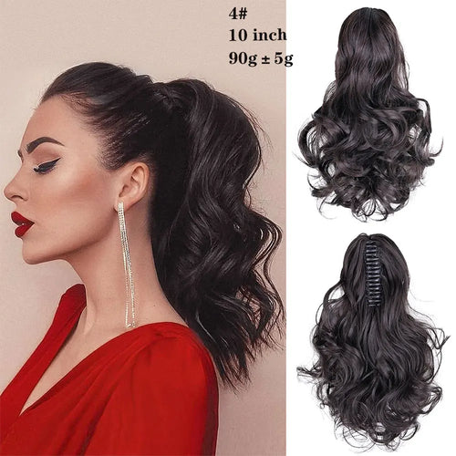 Long Wavy Straight Claw Clip On Ponytail Hair Extension Synthetic