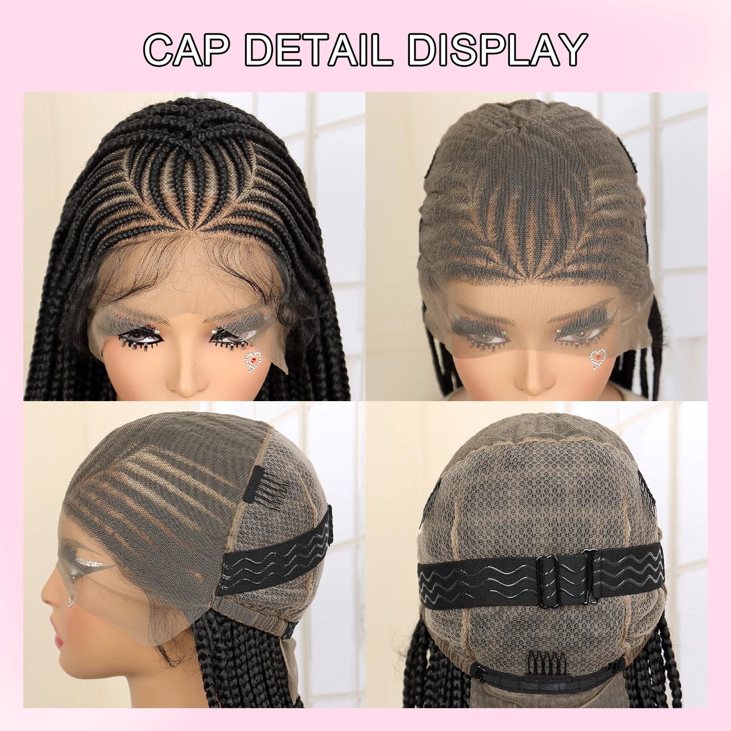 Synthetic Full Lace Cornrow Braided Wigs with Baby Hair for Black