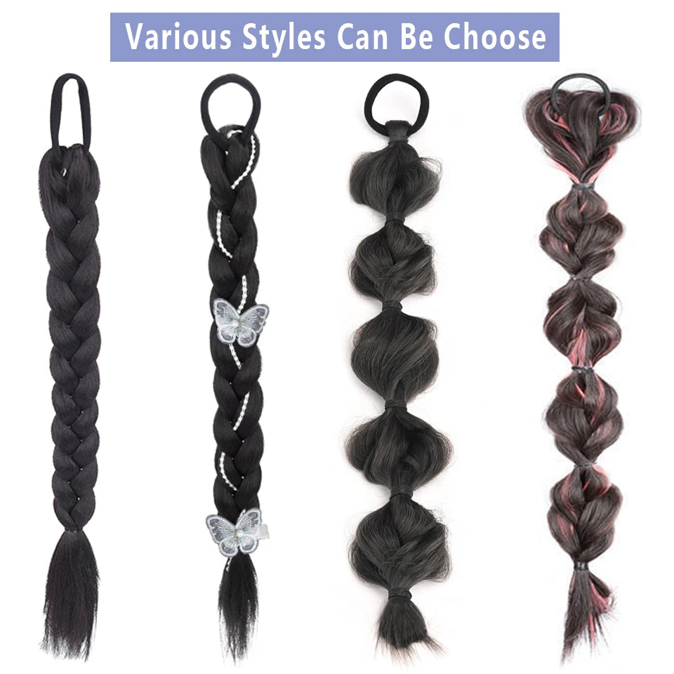 LUPU Synthetic Braided Ponytails Hair Extensions For Women With