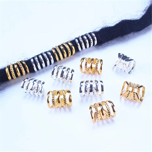 30Pcs Opening 11x15mm KC Gold Silver Metal Tube Ring Dreadlock for