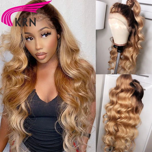 Body Wave 4/27 Colored 13x4 Lace Frontal Wigs with Baby Hair Human