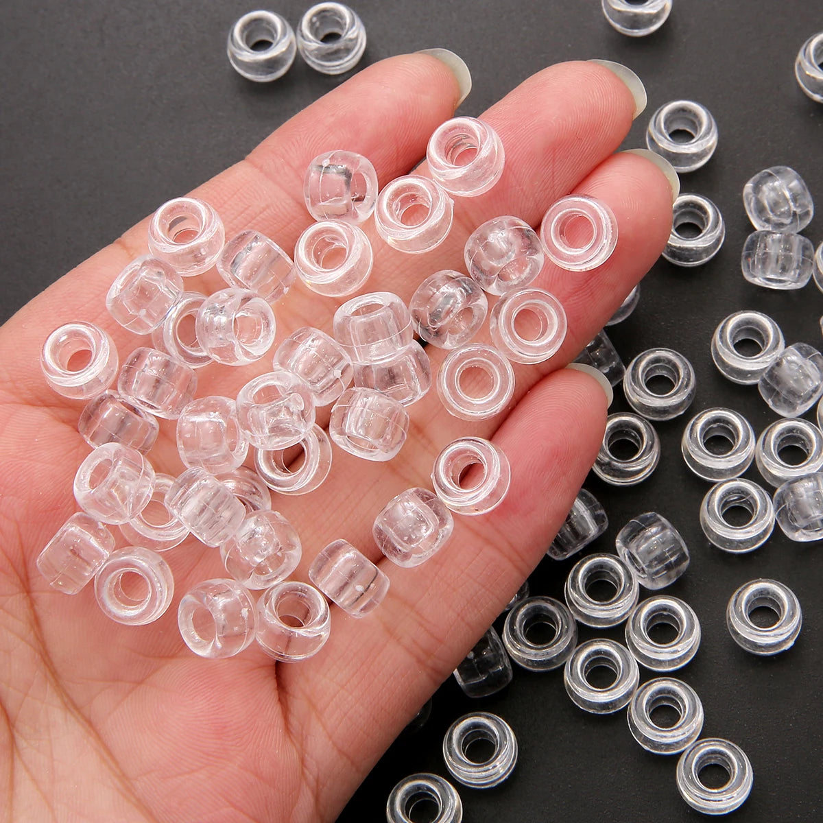 50Pcs 100Pcs Transparent 4mm Big Hole Dreadlock Beads for Jumbo Braids