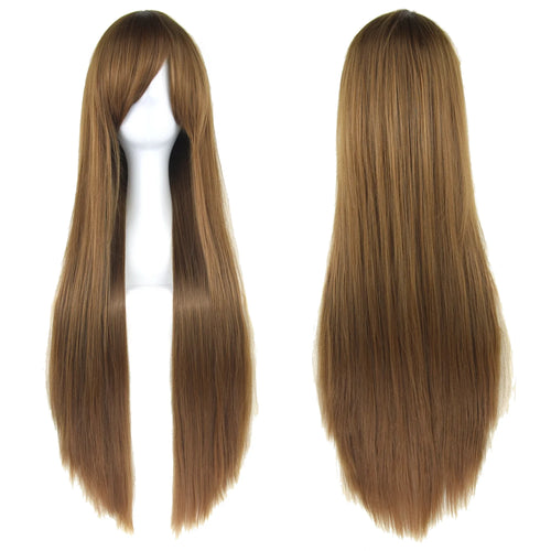 80cm Long Blonde Straight Synthetic Hair Cosplay Wig with Bangs