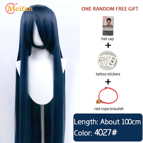 MEIFAN 100CM Synthetic Cosplay Anime Costume Wig Blonde Blue Red Pink