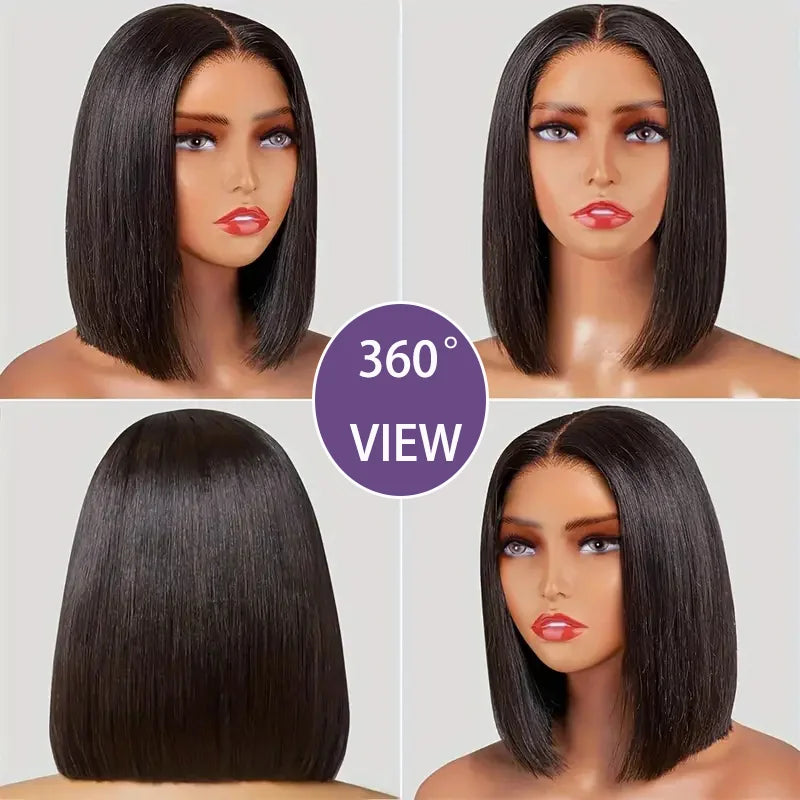 150% 180% Density Short Bob Straight Lace Frontal Wig Human Hair wigs