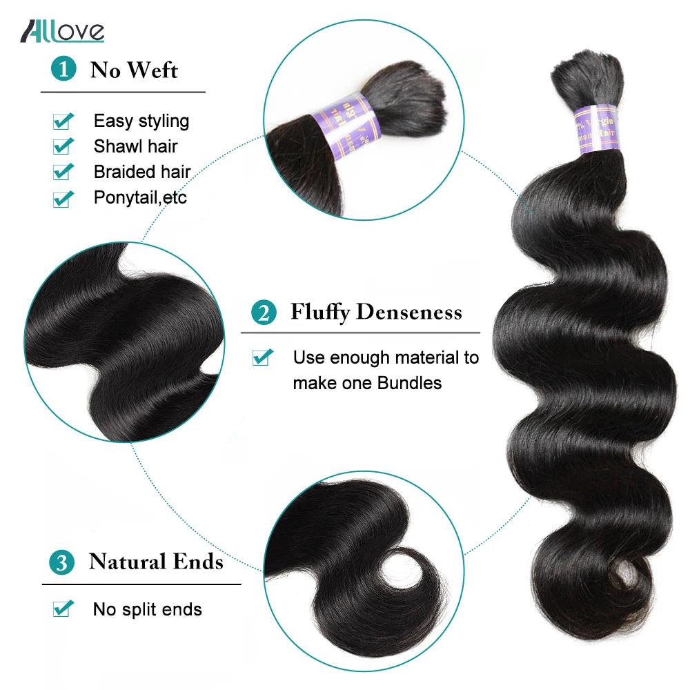 Allove Bulk Human Hair Body Wave Human Hair For Braiding 100%