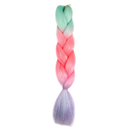 Synthetic Ombre 24inch Glitter Jumbo Braids Extensions Sparkle Rainbow