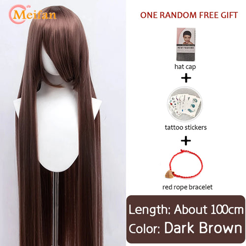 MEIFAN 100CM Synthetic Cosplay Anime Costume Wig Blonde Blue Red Pink