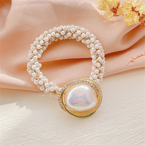 Elegant Baroque Artificial Pearl Hair Tie Women Braided Scrunchies