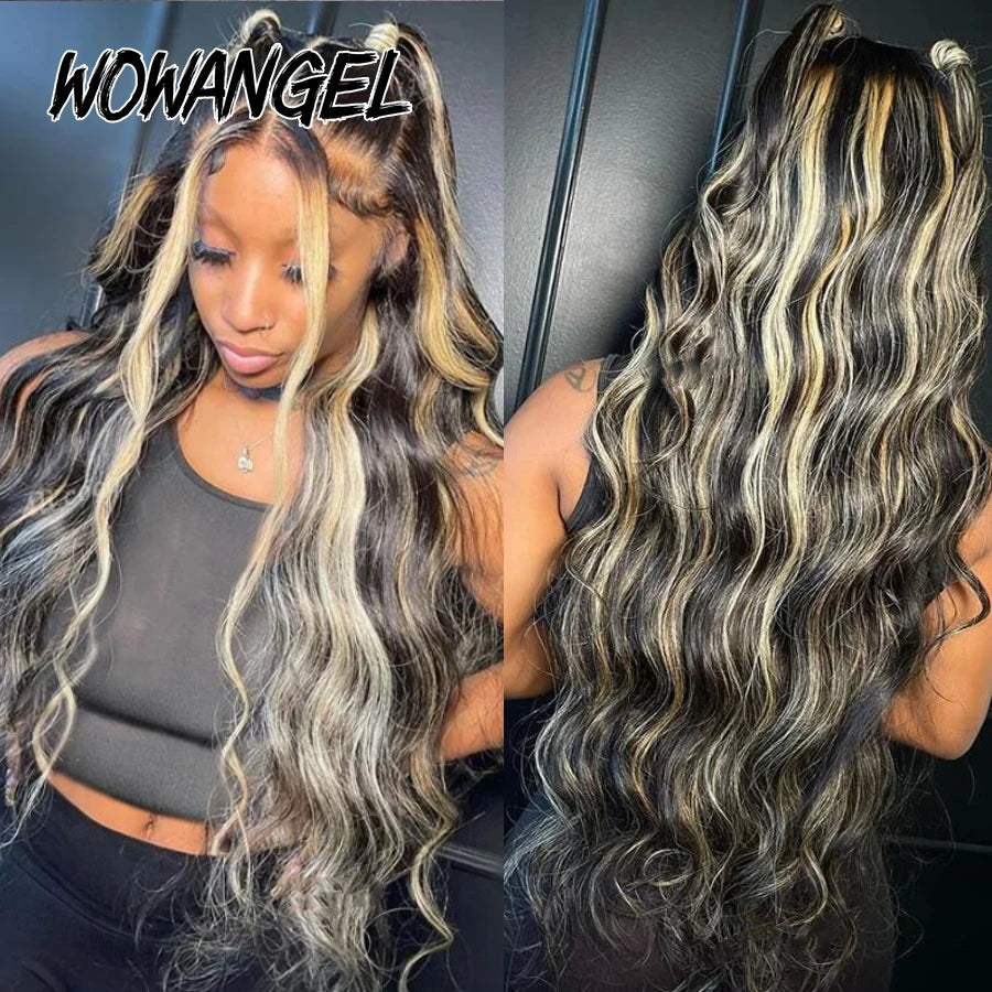 Wow Angel 34inch Highlight Body Wave Wigs 5X5 HD Lace Closure Wig