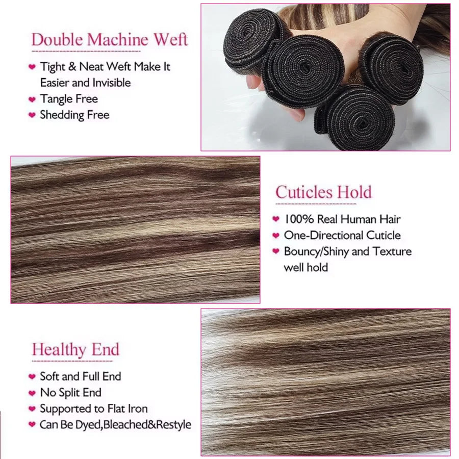 Highlight Bundles Straight Human Hair Bundles P4/27 Colored Ombre