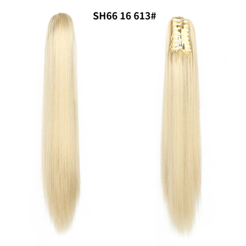 Long Wavy Straight Claw Clip On Ponytail Hair Extension Synthetic