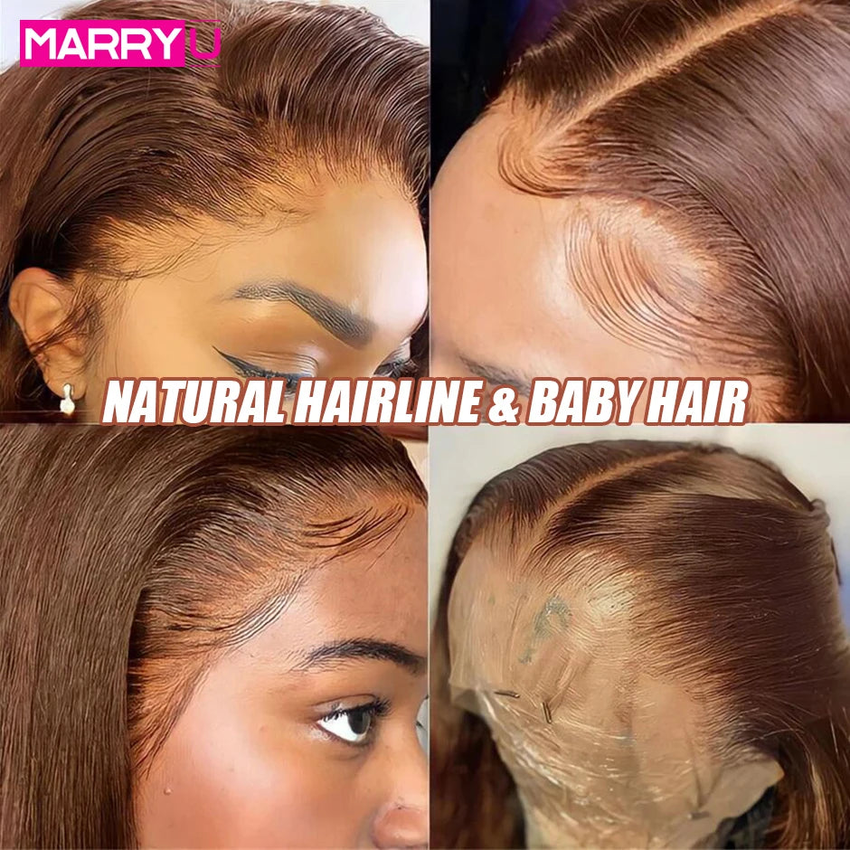 MARRYU Chocolate Brown HD Lace Frontal Wig Malaysia Straight Human