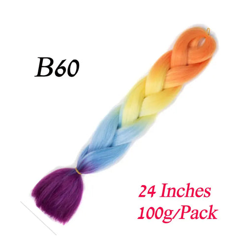 Synthetic 24Inch 100G Wholesale Single Ombre Color Glowing Hair