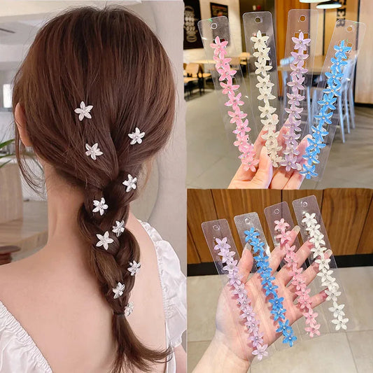 Small Flower Hair Buttons Hairpin 10PCS/lot Girls Women Hair Clips