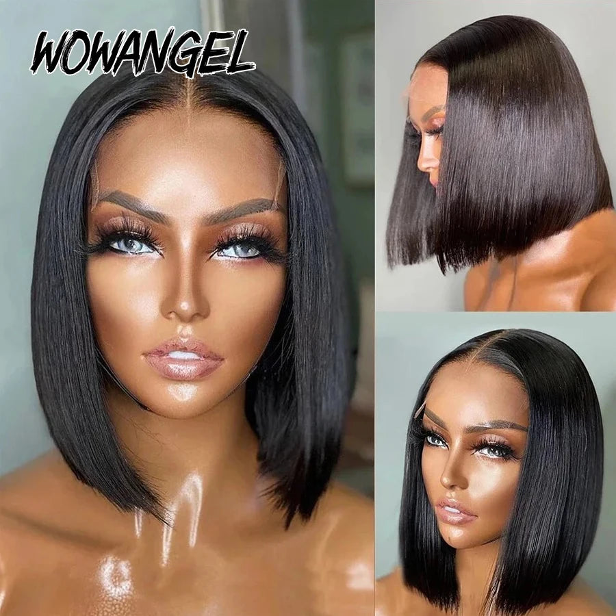 Wow Angel 250% Short Bob Wigs Glueless Wigs Ready to Go 5x5 HD Lace