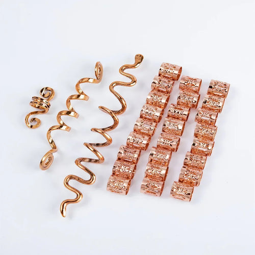 28/60pcs Gold Silver Hair Ring Braid Dreadlocks Snake Bead Hair Cuffs