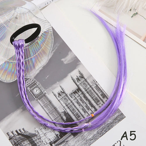 Synthetic Colorful Braids Hair Extensions With Rubber Bands Rainbow