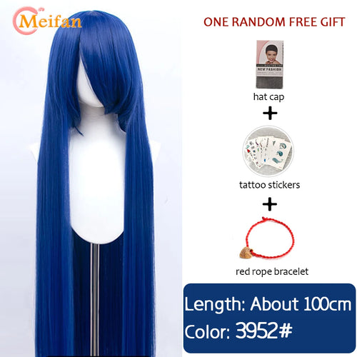 MEIFAN 100CM Synthetic Cosplay Anime Costume Wig Blonde Blue Red Pink