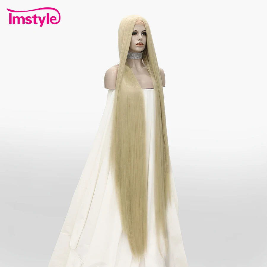 Imstyle 60 Inch Synthetic Lace Front Wig Super Long Wig Blonde Black