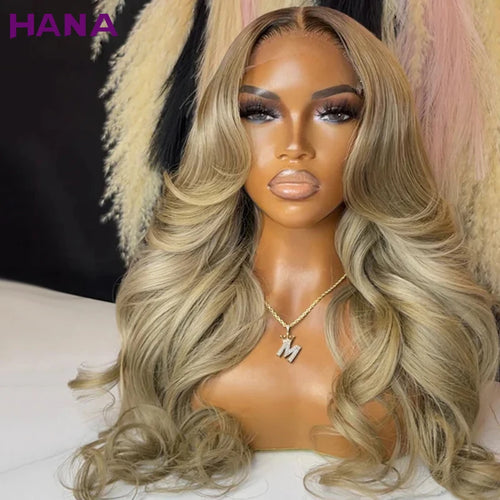 Ombre Blonde With Dark Roots Colored 5X5 Closure Wig For Women Human