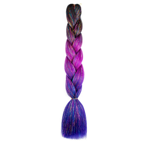 Synthetic Ombre 24inch Glitter Jumbo Braids Extensions Sparkle Rainbow