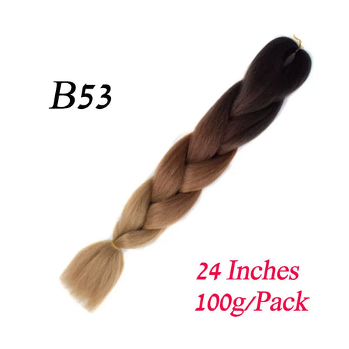 Synthetic 24Inch 100G Wholesale Single Ombre Color Glowing Hair