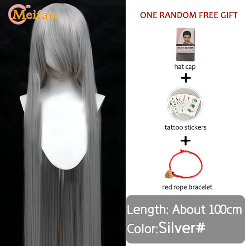 MEIFAN 100CM Synthetic Cosplay Anime Costume Wig Blonde Blue Red Pink