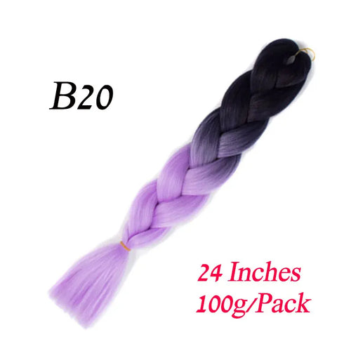 Synthetic 24Inch 100G Wholesale Single Ombre Color Glowing Hair