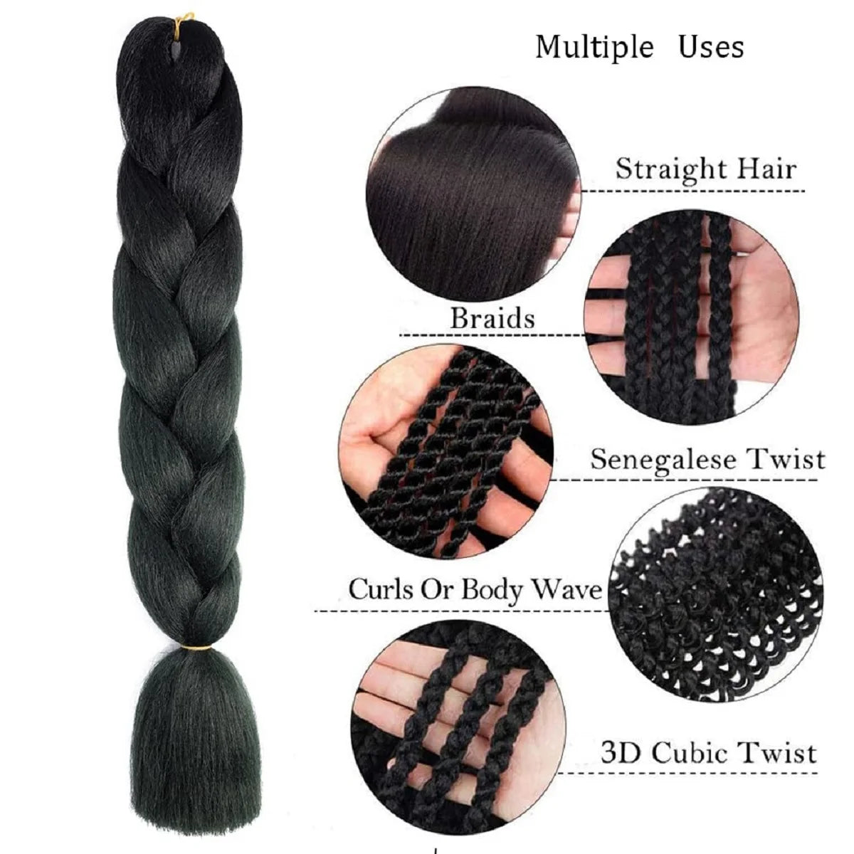 Black star Jumbo Braiding Hair Extensions 24 Inch High Temperature