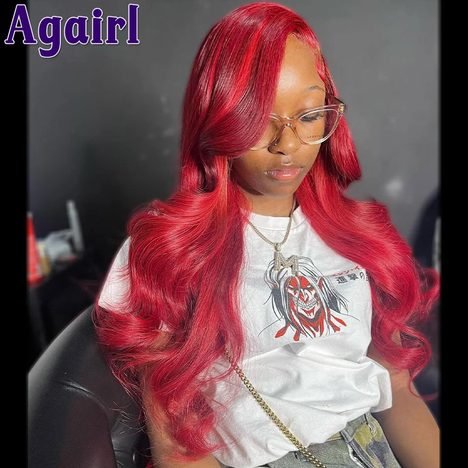 Rose Pink 13X4 Glueless Lace Frontal Body Wave Wig Transparent 13x6