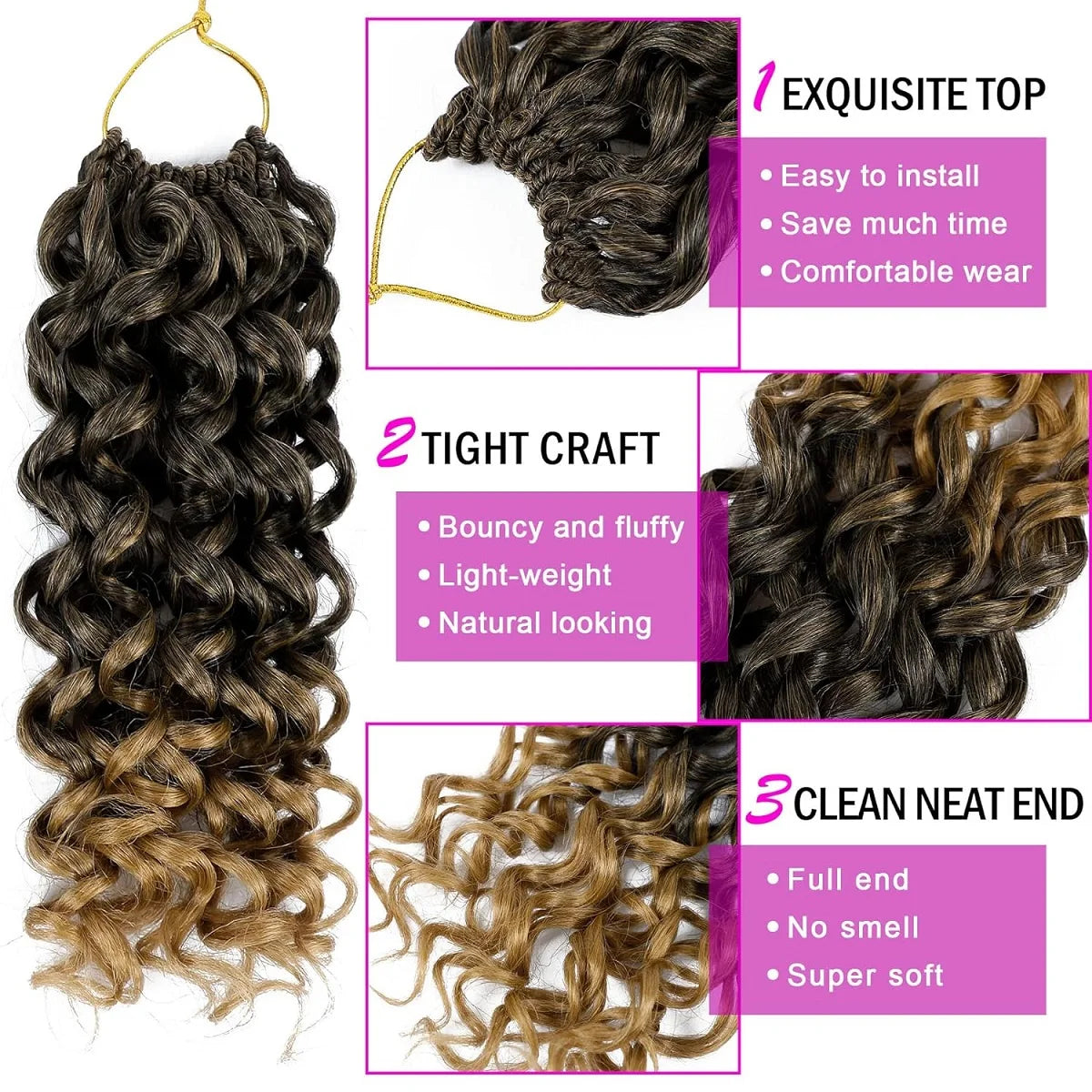 7 Packs GoGo Short Curl Crochet Hair 12 Inch for Women Beach Water