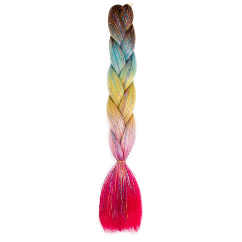 Synthetic Ombre 24inch Glitter Jumbo Braids Extensions Sparkle Rainbow