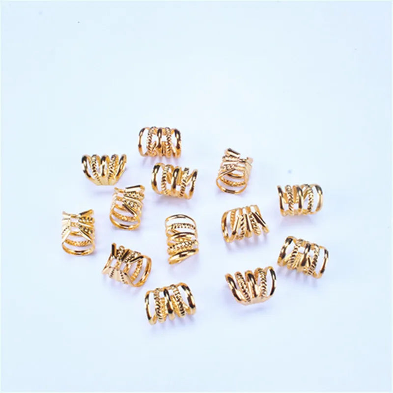 30Pcs Opening 11x15mm KC Gold Silver Metal Tube Ring Dreadlock for