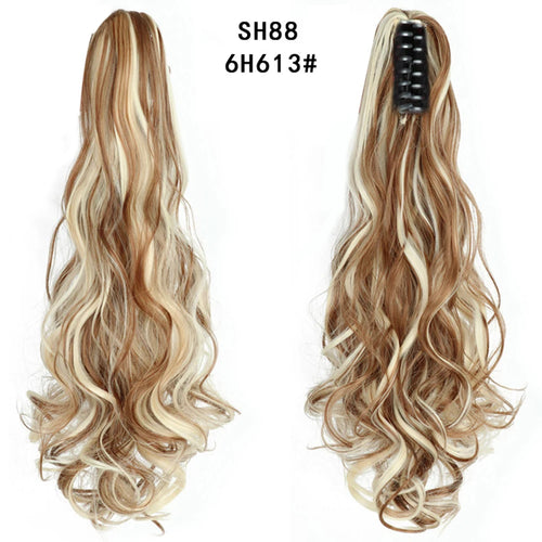 Long Wavy Straight Claw Clip On Ponytail Hair Extension Synthetic