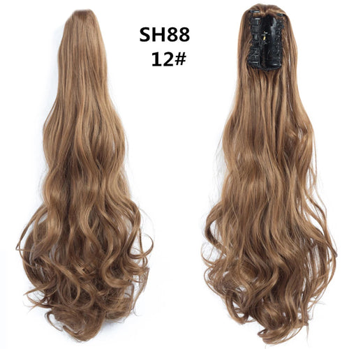 Long Wavy Straight Claw Clip On Ponytail Hair Extension Synthetic